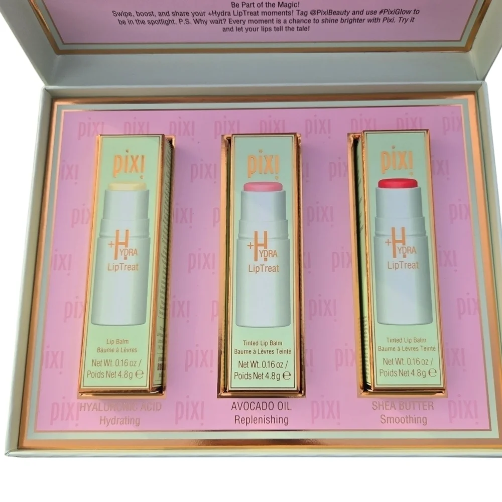 Pixi By Petra +Hydra Lip Treat Beauty Balm Gift Set .16oz Each Tinted Lip Balm